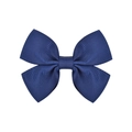 Navy blue grosgrain ribbon bow hair clip with double-layered texture for girls - Navy Blue (1)