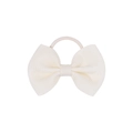 Kids white grosgrain ribbon bow hair tie with matching elastic band for girls - Cream White (21)