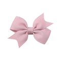 Handmade pink grosgrain ribbon bow hair clip for girls in soft pastel solid color - Pink (158)