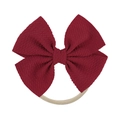 Infant burgundy oversized textured bow headband with a soft elastic nylon band - Wine Red (37)