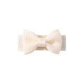 Mini candy-colored cream bow hair clip made of ribbed fabric for kids and pets - Off White (815)