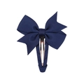 Fermaglio per capelli a fiocco in gros-grain blu navy con base in metallo rivestita - Blu Notte (1)