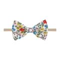 Fascia per capelli neonata con fiocco floreale e sottile elastico color carne - Bianco Floreale Arcobaleno (4)
