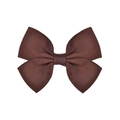 Detail of dark brown grosgrain ribbon bow with high-density texture for hair accessories - Brown (3)