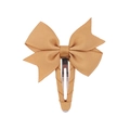 Fermaglio per capelli con fiocco in nastro grosgrain kaki e clip BB in metallo - Cachi (2)