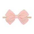 Pink cotton linen bow headband for babies with soft nylon elastic band - Bright Pink Bow (41)