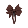 Deep coffee brown ribbed grosgrain bow hair clip with full fabric wrapped BB metal base - Dark Coffee (3)