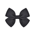 Detailed view of black grosgrain ribbon bow hairclip featuring fine ribbed texture - Black (4)
