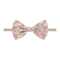 Fascia per neonati con fiocco floreale a bacche rosa su tessuto beige ed elastico marrone - Beige Floreale Rosa Blu (6)