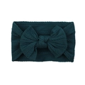 Soft stretch nylon baby headband with a large dark green cable knit bow for infants - Dark Green (21)