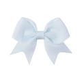 Mini light blue grosgrain ribbon bow hair clip with ribbed texture for girls - Powder Blue (303)