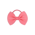 Pink ribbon bow hair tie for girls with textured grosgrain material and elastic band - Pink (27)