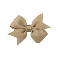 Classic light khaki grosgrain ribbon bow hair clip with high-density texture for girls - Khaki (837)