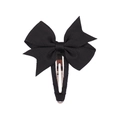 Fermaglio per capelli con fiocco nero in nastro grosgrain e clip a scatto avvolta - Nero (4)