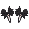 Coppia di fermagli per capelli a fiocco nero per bambine con clip BB interamente rivestite - Stile Nero (4)