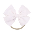 Soft white waffle weave bow headband with nude nylon elastic band for baby girls - White(12)