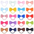 20-piece set of solid color grosgrain ribbon bow hair ties in various vibrant shades - Mixed Color Style