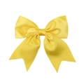 Detail of a bright yellow satin bow hair clip with smooth silk texture and fabric shine - Yellow
