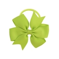 Neon green grosgrain ribbon fishtail bow hair tie with elastic band for girls - Grass Green (20)