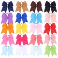 Set of 20 colorful 8-inch grosgrain ribbon bow hair ties in a balanced 5x4 matrix layout - Mixed Colors