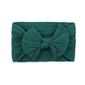 Detail of dark green cable knit nylon baby headband with a large soft bow decoration - Forest Green (24)