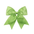 Detailed view of light green satin bow clip with silk texture and V-shaped ends - Light Green