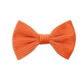 Orange ribbed fabric hair bow clip with textured corduroy pattern for children - Orange Bow (10)