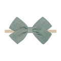 Morandi green bow headband for infants made of linen fabric with high elastic nylon band - Morandi Green Bow (47)