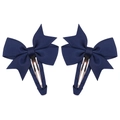 Coppia di fermagli per capelli con fiocco in nastro grosgrain blu scuro per bambina - Stile Blu Scuro (1)