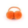 Elastico per capelli arancione per bambini con due pompon soffici e fascia elastica alta - Arancione (9)