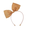 Diadema con lazo grande de cinta de falla color caramelo y dientes antideslizantes - Caramelo (2)