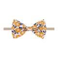 Bandeau bébé à nœud floral avec fleurs orange et ruban en nylon beige élastique - Style Pastoral Bleu Blanc Jaune (11)