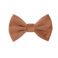 Detailed view of the brown corduroy fabric texture and striped bow on this hair clip - Brown Bow (12)