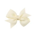 Classic cream grosgrain ribbon bow hair clip with ribbed texture for girls - Off-White (824)