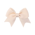 Mini cream-colored grosgrain ribbon hair bow for babies and girls with fine texture - Off-white (112)