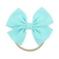 Elastic nylon headband for girls featuring a mint green textured bullet fabric bow - Mint Green (27)