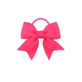 Détail d'un élastique à cheveux avec nœud en ruban gros-grain rose fuchsia - Rose rose