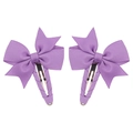 Paio di fermagli per capelli con fiocco in gros-grain viola e base in metallo rivestita - Stile Viola(5)