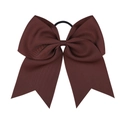 Detail view of the 8-inch grosgrain ribbon texture on the brown double bow hair tie - Brown (3)