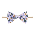 Bandeau bébé avec nœud floral lilas, imprimé marguerites et élastique souple - Style Marguerite Blanche Violette (13)