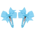Pair of light blue grosgrain ribbon bow hair clips for girls with a secure metal base - Baby Blue (7)