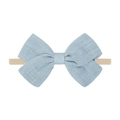 Light blue linen bow headband for babies with soft seamless high elasticity nylon band - Light Blue Bow (21)