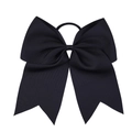 Detail of 8-inch black grosgrain ribbon bow hair tie with elastic rubber band for girls - Black (4)