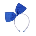 Serre-tête pour enfant avec grand nœud bleu roi en ruban gros-grain texturé - Bleu Royal (6)