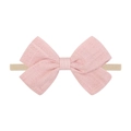 Pink cotton linen bow baby headband with soft high-elastic nylon band for infants - Rose Pink Bow (12)