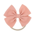 Pink waffle texture bow headband for baby girls with ultra-soft seamless nylon elastic strap - Pink (18)