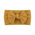 Ginger yellow soft nylon headband with large bow and ribbed texture for babies - Ginger Yellow (2)