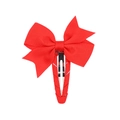 Classic bright red grosgrain ribbon bow hair clip for girls with fabric covered metal clip - Red (12)