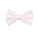 Detailed view of handmade white striped fabric bow hair clip for children with soft texture - White Bow (16)