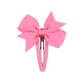 Pink ribbon bow hair clip for girls with elegant layered grosgrain fabric texture - Pink (13)
